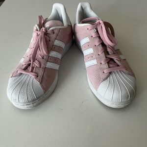 Adidas pink and white tennis shoes